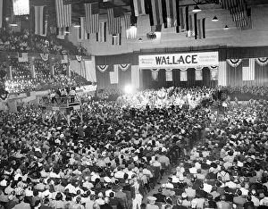 Third Parties Prints: The 1948 Progressive Party Presidential candidate Henry Wallace speaking to a large audience in Des Moines