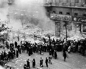 Revolts Prints: The 1956 Hungarian Uprising. Hungarian rebels destroy a Soviet bookstore in Budapest