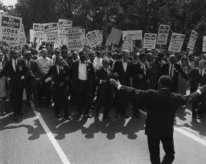 Sclc Prints: 1963 March on Washington. Famous Civil Rights leaders at the front of the march
