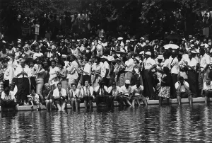 Wading Prints: 1963 March on Washington. Marchers at the Reflecting Pool of the Capital Mall
