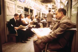 Images Dated 27th February 2009: 1970s America. Passengers on a subway car, New York City, New York ca. 1972