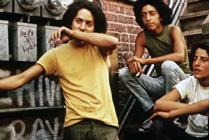 Ethnic Prints: 1970s America. Three young chicano men in the barrio area of El Paso, Texas ca. 1973