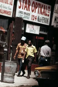 Sidewalk Prints: 1970s America. Young men on the South Side of Chicago, ca. 1973