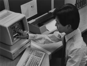 Progress Prints: The 1983 Hewlett Packard-150 personal computer featured a touch-sensitive screen
