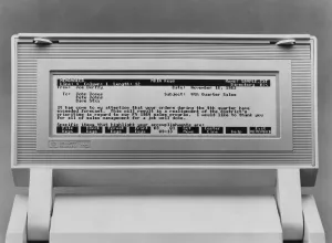 Progress Prints: 1983 portable computer the Hewlett-Packard 110 Memomaker weighed 9 pounds