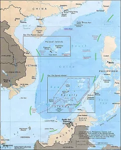 Topographical Prints: 1988 map of the Peoples Republic of Chinas nine-dash line encloses most of the South China Sea