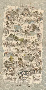 Orient Prints: 19th century Chinese pictorial map of the island of Hainan and shows the customs