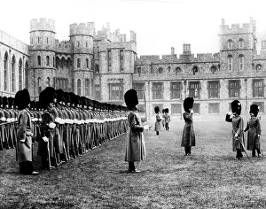 Salute Prints: The 1st Battalion Welsh Guards recieve a salute from the Prince of Wales during an inspection at Windsor Castle