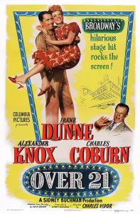 Alexander Prints: OVER 21, US poster art, from left: Alexander Knox, Irene Dunne, Charles Coburn, 1945