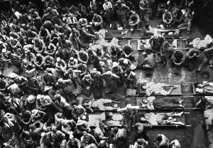 Lcgr1310 Prints: 211 Japanese POWs on the deck of a landing craft destined for detention in Hawaii