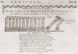 New Hampshire Prints: 3_The Federal Pillars, a political cartoon from the Massachusetts Centinel shows the New York column is in place