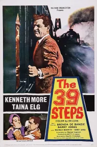 THE 39 STEPS, US poster, Kenneth More (top), bottom from left: Taina Elg, Kenneth More, 1959, TM & Copyright 20th Century Fox Film Corp./courtesy Everett Collection
