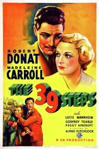 Carroll Prints: THE 39 STEPS, US poster, top from left: Robert Donat