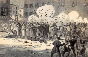 Street Prints: 6th Regiment of the Massachusetts Volunteers returning fire from protesters in Baltimore