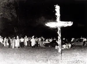 Rally Prints: 7/11/65--WAYNESBORO, GEORGIA--More than 100 robed Ku Klux Klan members hold a rally