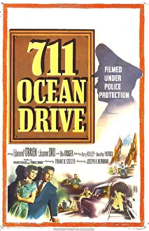 Crime Prints: 711 OCEAN DRIVE, US poster, bottom from left: Joanne Dru, Edmond O'Brien, 1950