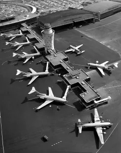 Airport Prints: Six 727 American Airline Boeing Astrojets at LaGuardia Airport
