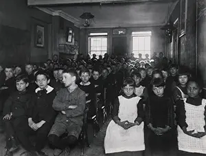 Students Prints: About 75 children packed into a NYC classroom in New York City