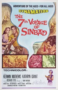 1958 Movies Prints: THE 7TH VOYAGE OF SINBAD, US poster art, from left: Kathryn Grant, Kerwin Mathews, 1958