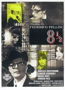 1963 Movies Prints: 8 1/2, (aka EIGHT AND A HALF), French poster, bottom left: Marcello Mastroianni, 1963