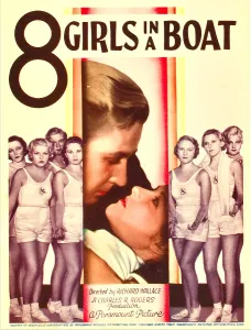 Douglass Prints: 8 GIRLS IN A BOAT, center left: Douglass Montgomery on midget window card, 1934