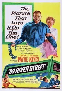 Crime Prints: 99 RIVER STREET, (aka CROSSTOWN), US poster art, from left: John Payne, Evelyn Keyes, 1953