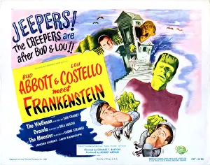 ABBOTT AND COSTELLO MEET FRANKENSTEIN, lobbycard, Bela Lugosi, Lon Chaney Jr. Glenn Strange, Bud Abbott, Lou Costello, 1948