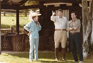 Conservative Prints: ABC Television Correspondent Charles Gibson with President Ronald and Nancy Reagan at their California ranch
