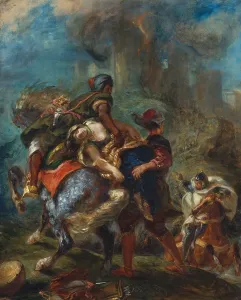 Knight Prints: THE ABDUCTION OF REBECCA, by Eugene Delacroix, 1846, French painting, oil on canvas