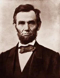 Abraham Lincoln (1809-1856) in the classic 1863 portrait photograph by Alexander Gardner