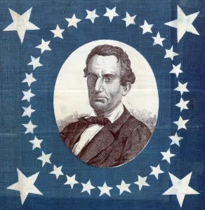 Images Dated 13th August 2008: Abraham Lincoln, detail of a campaign banner from the Prsidential election of 1860