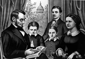 Reading Prints: Abraham Lincoln and family, as depicted by artist Kertson Allison