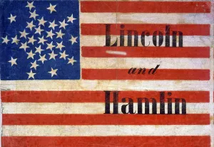 Images Dated 15th April 2008: Abraham Lincoln presidential campaign banner of an American flag pattern