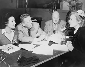 Rehearsal Prints: Actors rehearse a radio dramatization of the play Goodbye Again for a radio performance