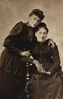 Comedienne Prints: Actress Louisa Lane Drew poses with her daughter Georgie Drew Barrymore, c. 1890