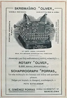 Poland Prints: Advertisement in Esperanto on writing machines. AISA/Everett Collection**US SALES ONLY**