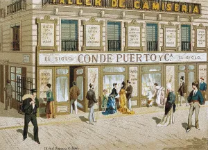 Shops Prints: Advertisement of a shop in Barcelona (19th c)
