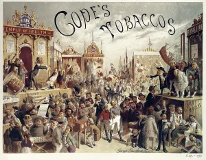 Traditional Prints: Advertisement of the tobacco brand 'Cops Tobaccos' by Georges Pipeshank (1879)