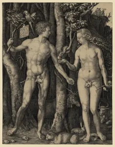 Adam Prints: ADAM AND EVE, 1504 engraving by German master