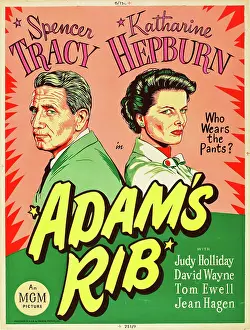 Back To Back Prints: ADAM'S RIB, l-r: Spencer Tracy, Katharine Hepburn on US poster art, 1949