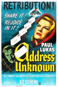 Stevens Prints: ADDRESS UNKNOWN, US poster, far left: Paul Lukas, far right: K.T. Stevens, 1944