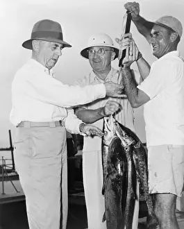 Fishing Prints: Admiral William Leahy (left) and President Truman with their fishing catch at Key West