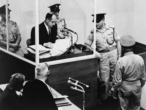 Genocide Prints: Adolf Eichmann testifying at his war crimes trial in Jerusalem