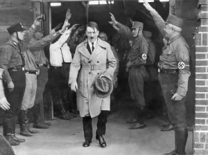 Adolf Prints: Adolf Hitler, emerging from a Nazi party meeting after a speech
