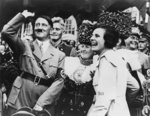 Leni Prints: Adolf Hitler with film maker Leni Riefenstahl on Nazi party day in Nuremberg