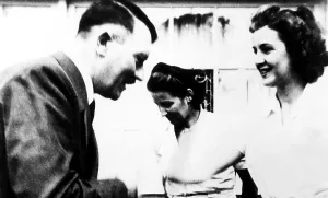 Images Dated 27th March 2007: Adolf Hitler greeting Eva Braun at Obersalzberg