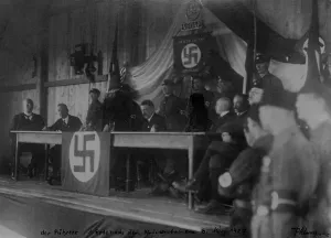 Lcgr1308 Prints: Adolf Hitler with members of the NSDAP sitting on stage