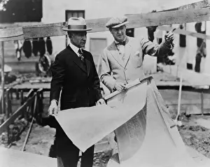 Hollywood Prints: Adolph Zukor (left) and Jesse Lasky at a construction site holding blueprints