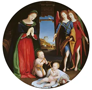 John The Baptist Prints: Adoration of the Holy Child, by Piero di Lorenzo known as Piero di Cosimo