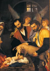 Four People Prints: Adoration of the Shepherds, by Lorenzo Lotto